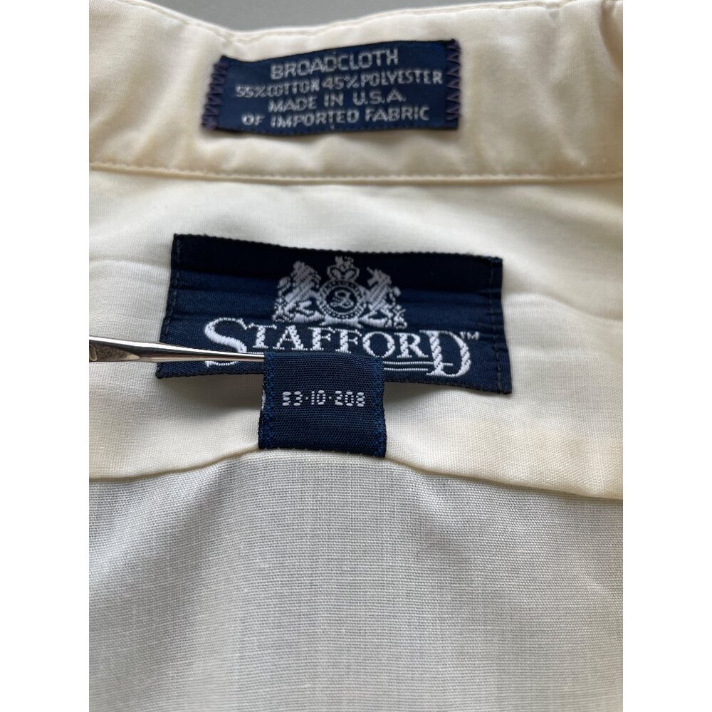 Vintage Stafford Dress Shirt 17.5 34 Fitted Broadcloth Button Front Career Work - Picture 6 of 9